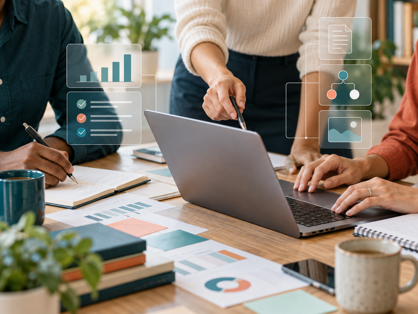 Profesionales aprendiendo a integrar herramientas de inteligencia artificial en actividades de trabajo